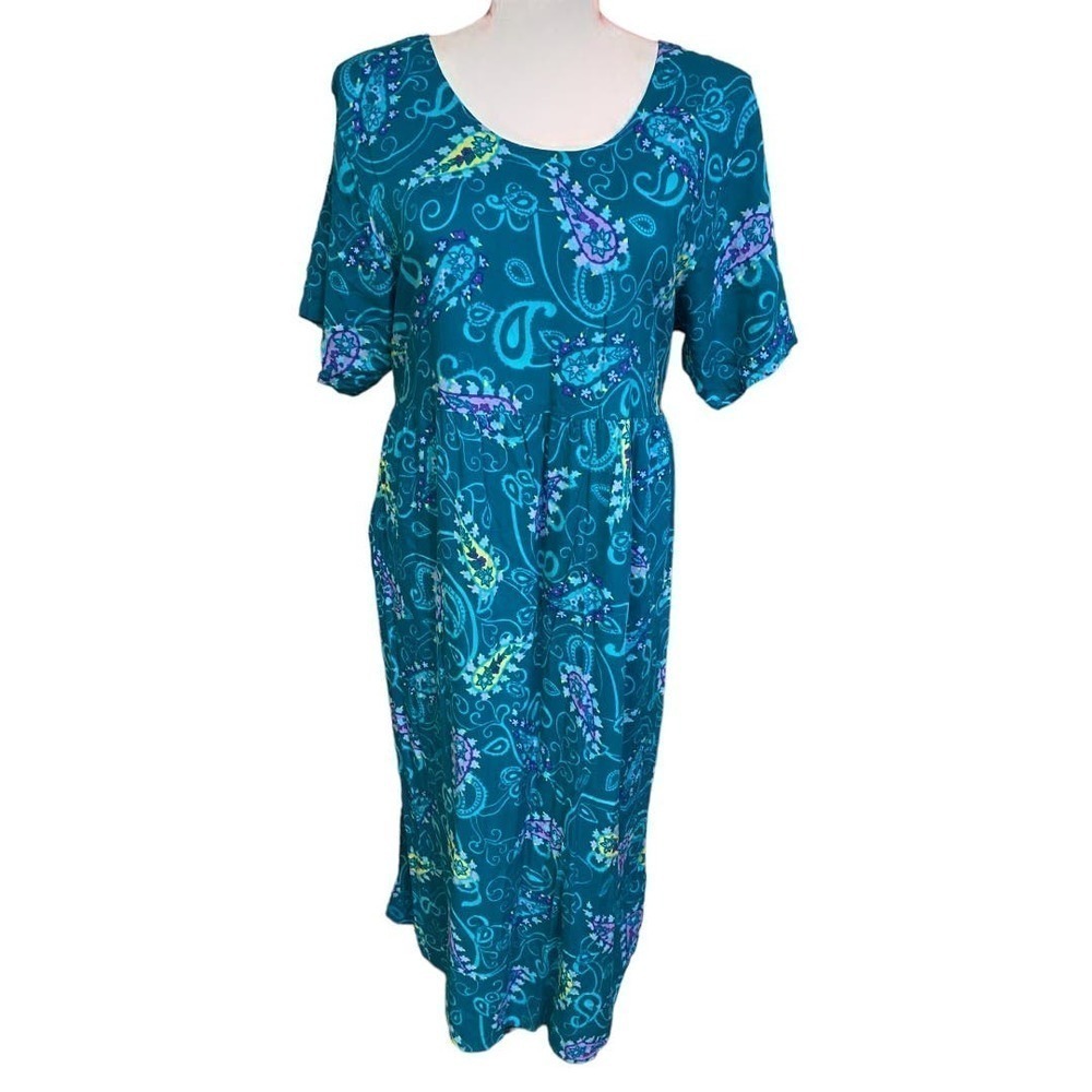 Diane Von  Furstenberg 90’s Teal Maxi Dress Size 2X-3X
